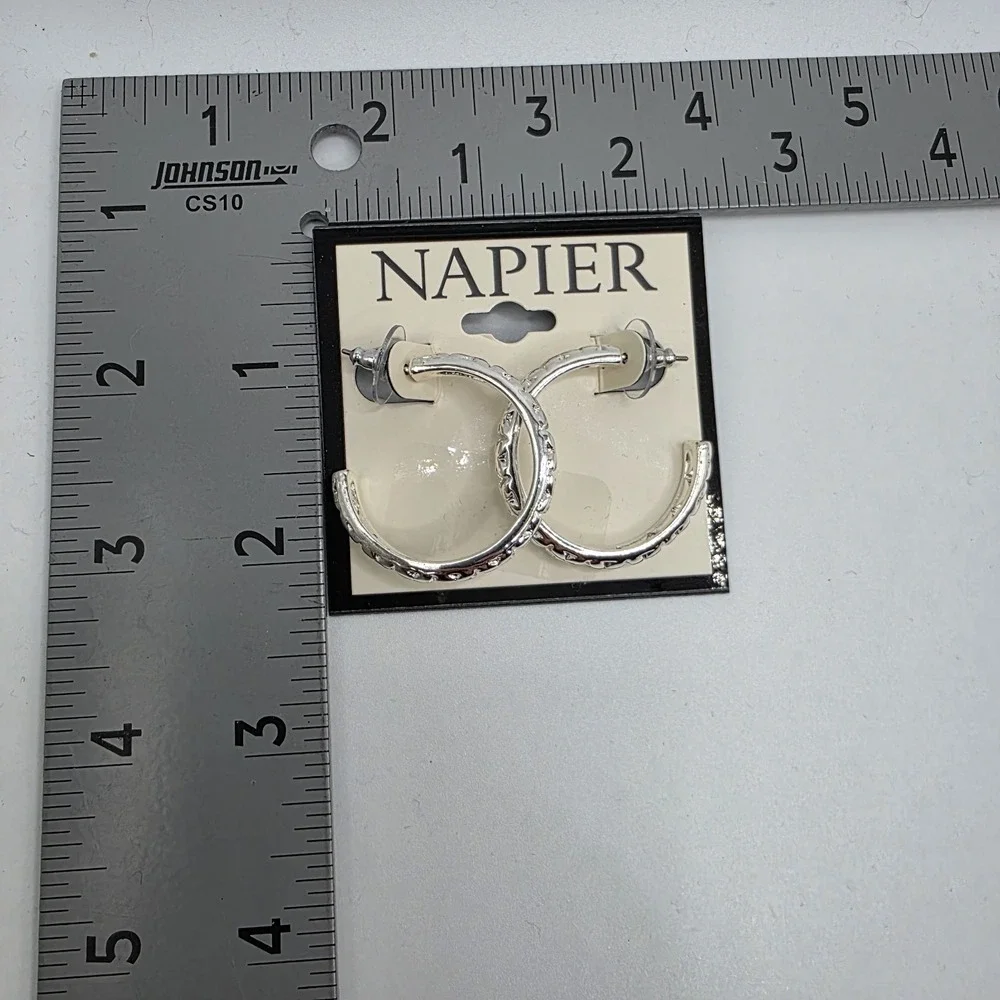 NEW Napier Beautiful Silver Tone Hoop Earrings Classic NWT
